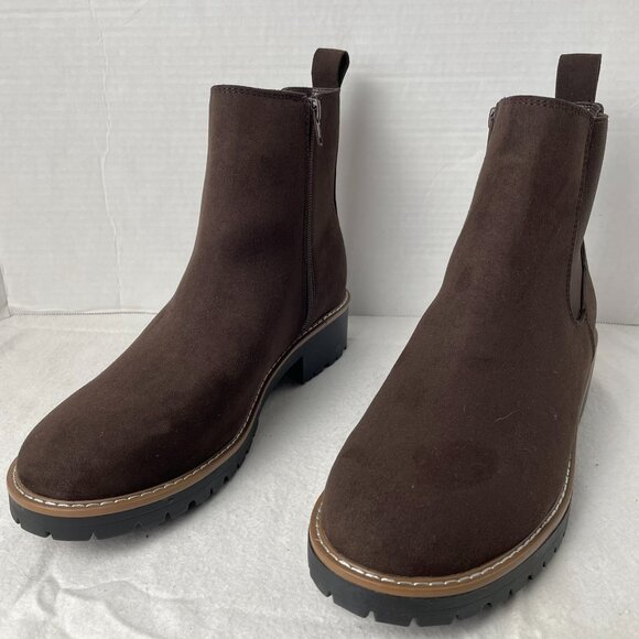 Kensie Kayla Chelsea Faux Suede Boot in Brown - Picture 2 of 8